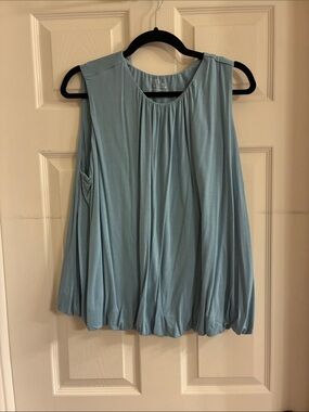 Time and Tru Sky Blue Sleeveless Pleated Tank Top
